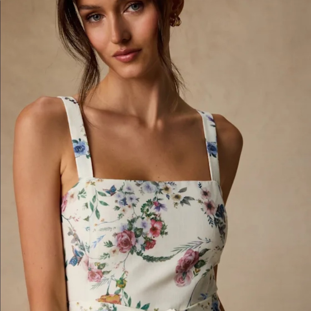 NWT ivory floral midi dress - Picture 3 of 3